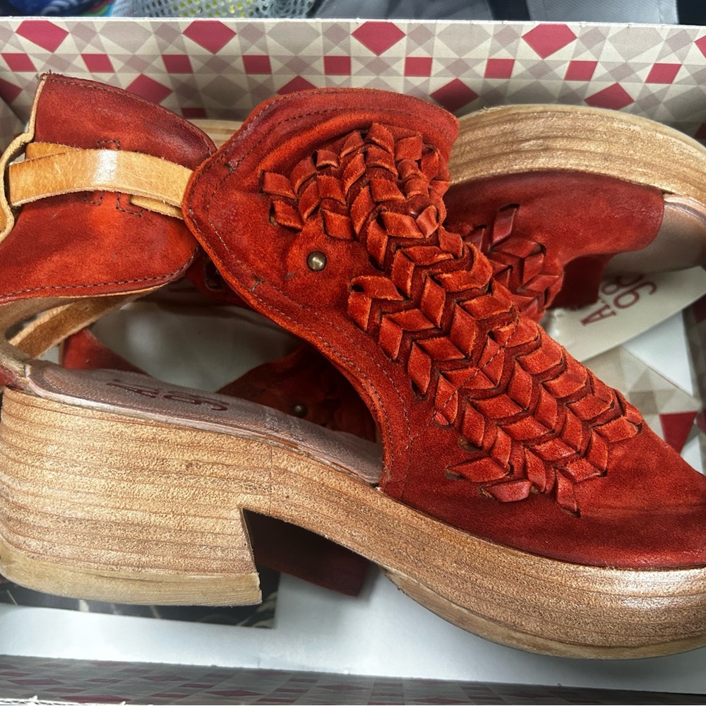 Women's Red Braided Sandals